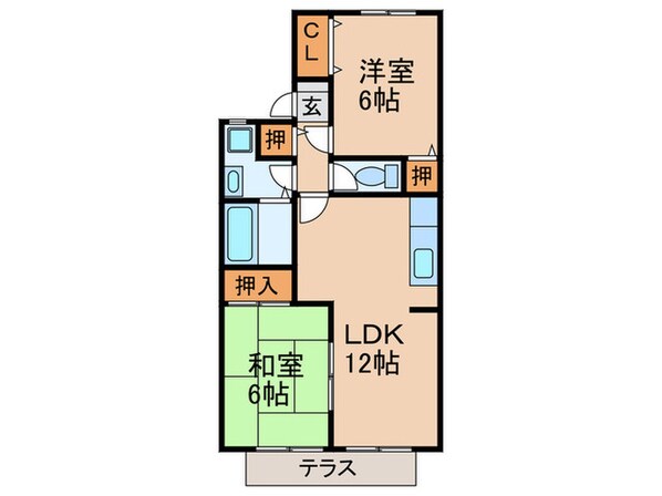 アフロ－テ山川Ｂ棟の物件間取画像